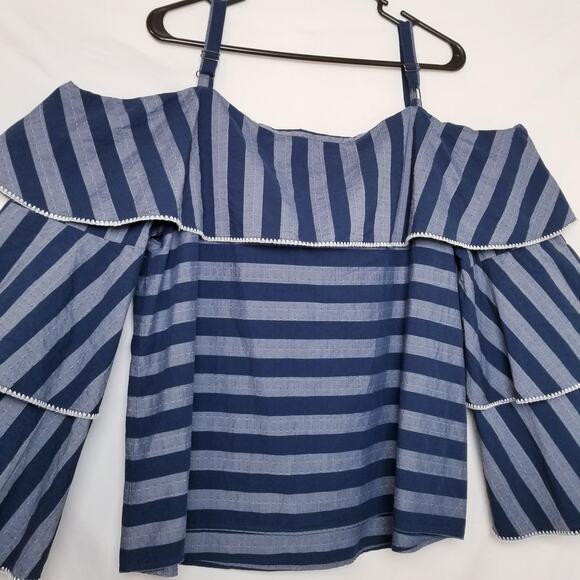 I N C International Concepts Tiered Sleeve Off The Shoulder Blouse Size XLg Blue - Picture 4 of 9